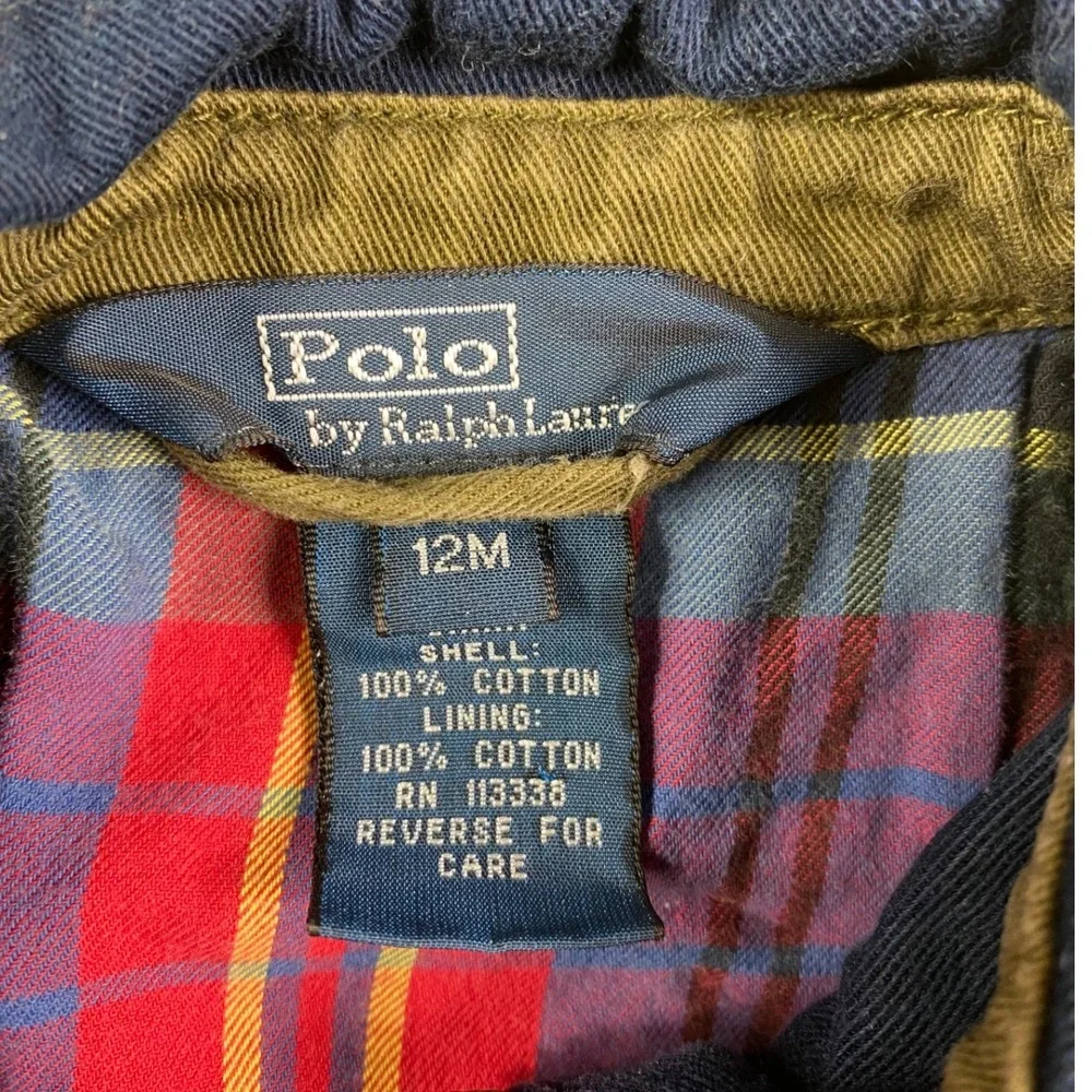 Polo Ralph Lauren Toddler Navy Blue Plaid Lined Harrington Jacket 12M Red Pony